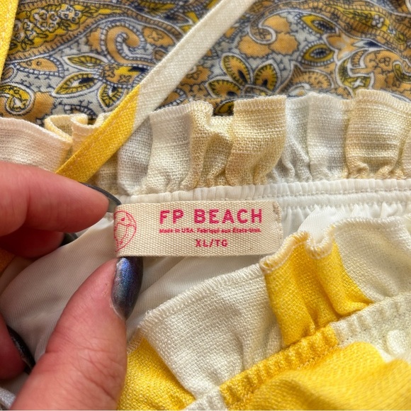 FP Beach by Free People 60s Style Yellow White Stripe Ruffle Bloomers Bikini - Picture 5 of 14